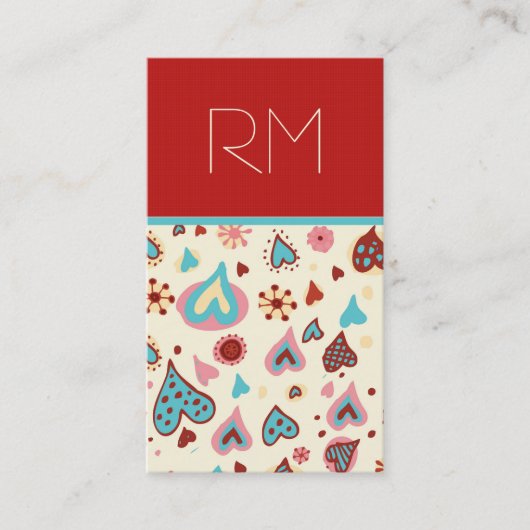 Valentijnsdag Hearts Pattern-Sjabloon Visitekaartje (Voorkant)