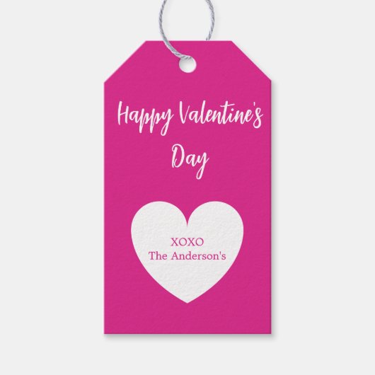 Valentijnsdag heet roze hart cadeaulabel (Voorkant)