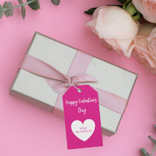 Valentijnsdag heet roze hart cadeaulabel