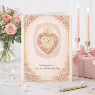Valentijnsdag Heilige Geest Duif Rozen Feestdagen Kaart