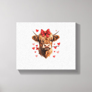 Valentijnsdag Highland Koe Funny Hearts Valentijn Canvas Afdruk