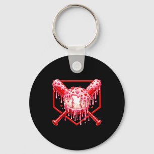 Valentijnsdag Honkbal Jongens Ijs Drip Hart Sleutelhanger