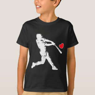 Valentijnsdag honkbal slagman Silhouet Hart Me T-shirt