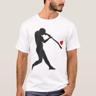 Valentijnsdag honkbal slagman Silhouet Hart T-shirt