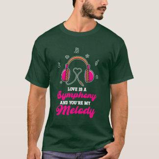 Valentijnsdag Hoofdtelefoon Koppel Liefde Muziek v T-shirt