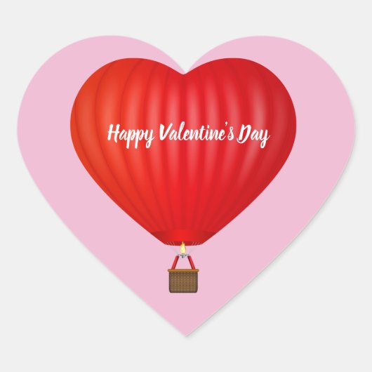 Valentijnsdag Hot Air-ballon Hart Sticker (Voorkant)