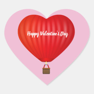 Valentijnsdag Hot Air-ballon    Hart Sticker