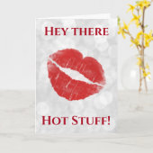 Valentijnsdag Hot Stuff Lips Kiss Kaart (Gele Bloem)