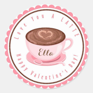 Valentijnsdag Hou van je een Latte Stickers