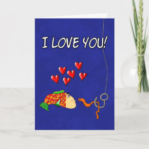 Valentijnsdag Humor Ik hou van jou Vis en aas Feestdagen Kaart