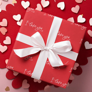 Valentijnsdag I Love You Script Cadeaupapier