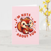 Valentijnsdag 'Ik ben gek op jou' Eekhoorn Kaart (Gele Bloem)