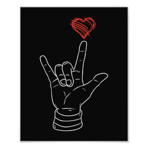 Valentijnsdag Ik hou van je hand teken ASL hart Foto Afdruk