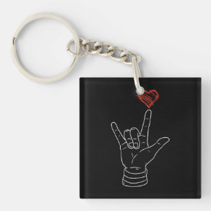 Valentijnsdag Ik hou van je hand teken ASL hart Sleutelhanger