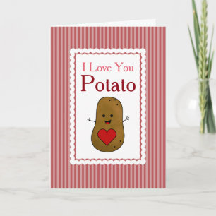 Valentijnsdag Ik Hou Van Jou Aardappel, Roze Strep Feestdagen Kaart