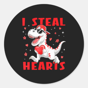Valentijnsdag Ik steel harten T-rex Dinosaur Baby Ronde Sticker