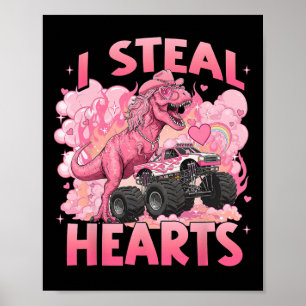 Valentijnsdag Ik steel harten Trex Dino Grappig Mo Poster