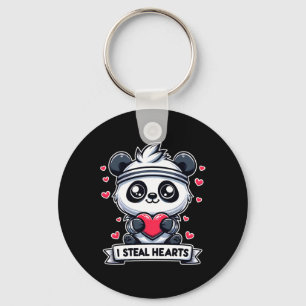 Valentijnsdag Ik Steel Hartjes Panda Beer Schattig Sleutelhanger