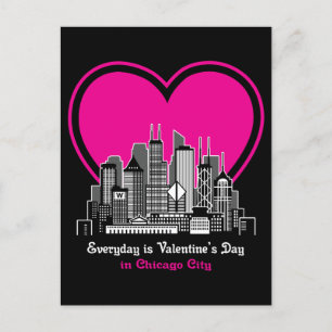 Valentijnsdag in Chicago City Briefkaart