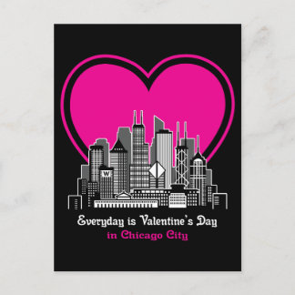 Valentijnsdag in Chicago City Briefkaart