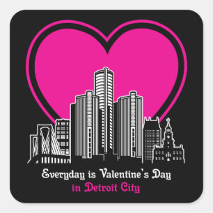 Valentijnsdag in Detroit City Vierkante Sticker