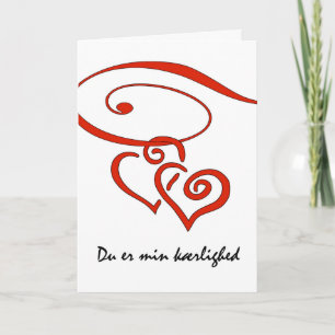 Valentijnsdag in het Deens, Hearts Swirl Samen Feestdagen Kaart