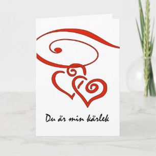 Valentijnsdag in het Zweeds, Hearts Swirl Together Feestdagen Kaart