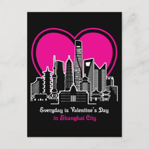 Valentijnsdag in Shanghai-stad Briefkaart