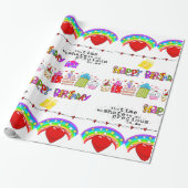 Valentijnsdag inpakpapier Happy Birthday (Uitgerold)