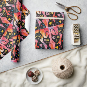 Valentijnsdag Inpakpapier Katten Harten