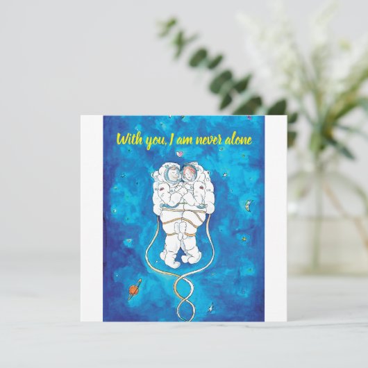 Valentijnsdag Invitation Astronauts Paar Kaart (Staand voorkant)