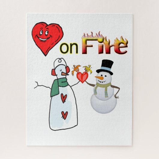 Valentijnsdag Jigsaw Puzzel Harten Fire Sneeuwman (Verticaal)