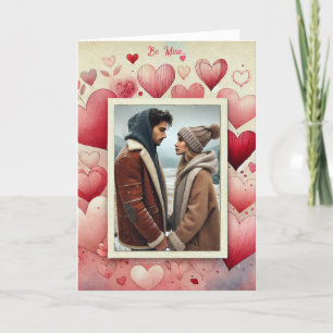 Valentijnsdag Jouw Foto Harten Rood Roze Crème Feestdagen Kaart