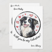 Valentijnsdag kaart Border Collie (Voorkant / Achterkant)
