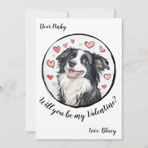 Valentijnsdag kaart Border Collie