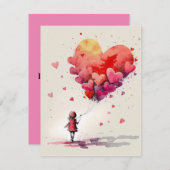 Valentijnsdag Kaart met hartballonnen (Voorkant / Achterkant)