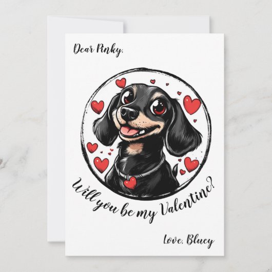 Valentijnsdag kaart met teckel (Voorkant)