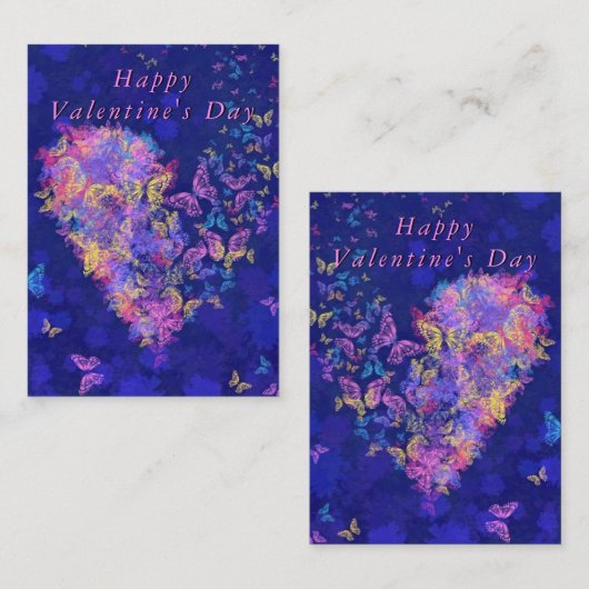 Valentijnsdag Kaart met Vlinder Hart Notitiekaartje (Voorkant / Achterkant)