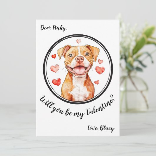 Valentijnsdag kaart Pittbull (Staand voorkant)