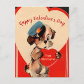 Valentijnsdag Kaart Rode Hond Harten (Voorkant)