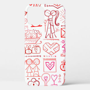 Valentijnsdag kaartontwerp. Liefde en weddenschap iPhone 12 Hoesje