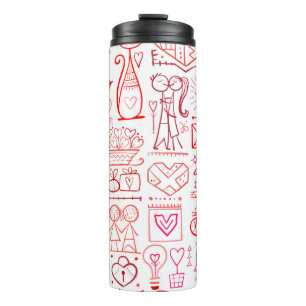 Valentijnsdag kaartontwerp. Liefde en weddenschap Thermosbeker