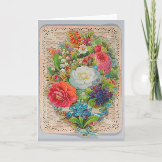 Valentijnsdag kant bloemen feestdagen kaart (Voorkant)