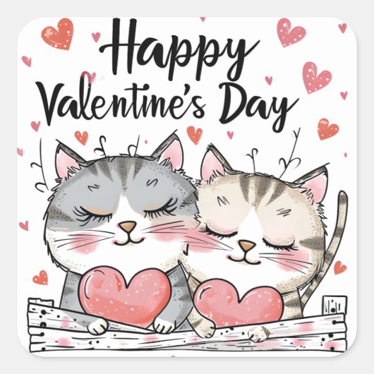 Valentijnsdag Katten Sticker (Voorkant)