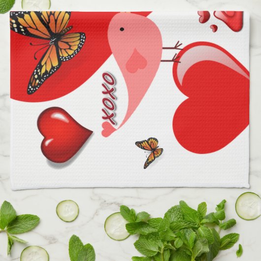 Valentijnsdag Keukenhanddoek (Gevouwen)