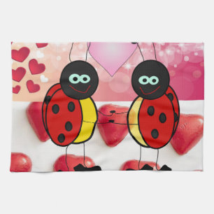 Valentijnsdag Keukenhanddoek, Ladybug Theedoek