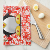 Valentijnsdag Keukenhanddoek, Penguin Theedoek (Quarter Fold)