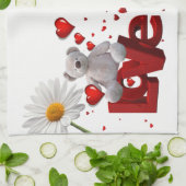Valentijnsdag Keukenhanddoek, Teddy Bear Theedoek (Gevouwen)