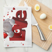 Valentijnsdag Keukenhanddoek, Teddy Bear Theedoek (Quarter Fold)