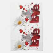 Valentijnsdag Keukenhanddoek, Teddy Bear Theedoek (Verticaal)